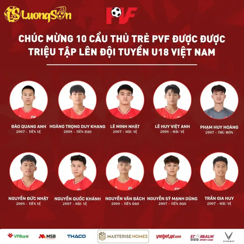 10 cầu thủ của PVF được gọi lên U18 Việt Nam